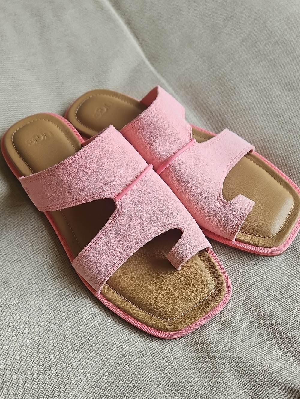 UGG Matira Pink Suede Slide Sandals Cut-out With Toe Post Tropical Pink Size 8